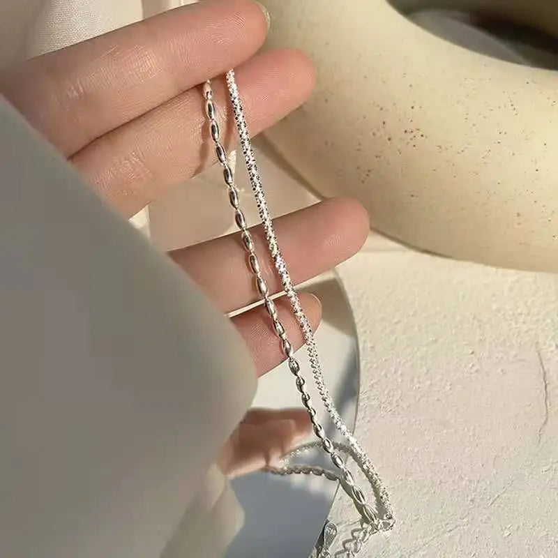 Sterling Silver Double-Layer Beaded Bracelet